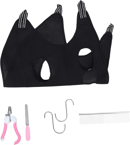 PET Grooming Hammock Set for Cats Dogs Adjustable Nail Clipper Grooming Comb and Nail File Random Color Accessories for Small to Medium Pets