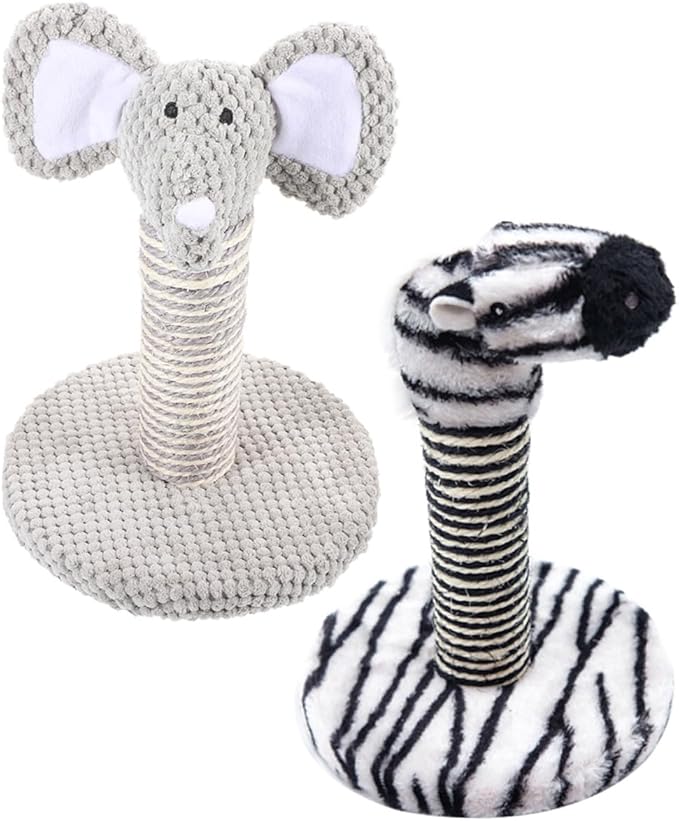 BESPORTBLE 2pcs Cat Scratching Posts and Climbers with Animal Patterns, Wear-Resistant Reusable Scratching Poles for Small Cats and Kittens Indoor Play and Claw Care