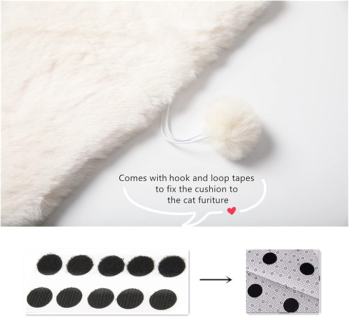 SHENGOCASE 2-Pack 11.8" x 17.7" Faux Rabbit Fur Cat Condo Replacement Cushion, Premium Quality Pet Bed Mat