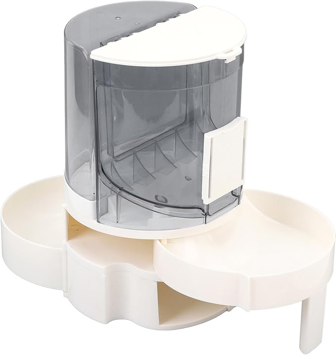 Automatic Pet Feeder, Smart Double Layer Rotating Dry Wet Food Dispenser with 1.3L Water Bowl, Adjustable Portion Control for Small Medium Dogs Cats