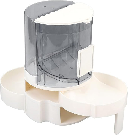 Automatic Pet Feeder, Smart Double Layer Rotating Dry Wet Food Dispenser with 1.3L Water Bowl, Adjustable Portion Control for Small Medium Dogs Cats
