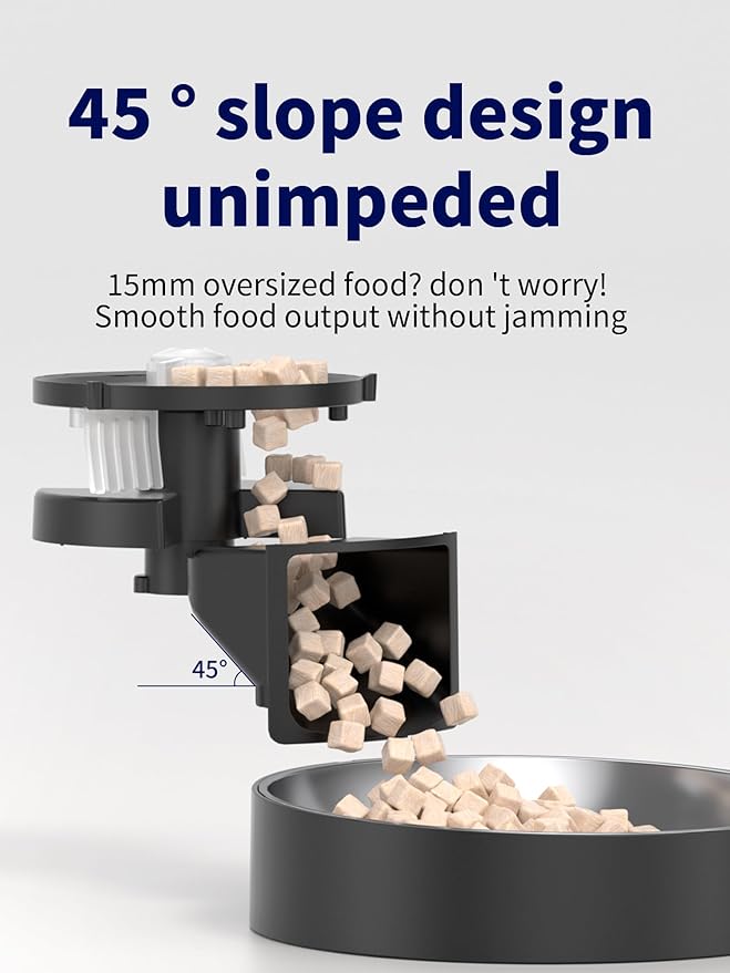 Automatic Cat Feeder, 2.4GHz WiFi Automatic Dog Food Dispenser, Fresh Protection, 4L Timer Feeder, Personalized Recording 10 Seconds, Easy to Clean, Stainless Steel Bowl (Double/Black)