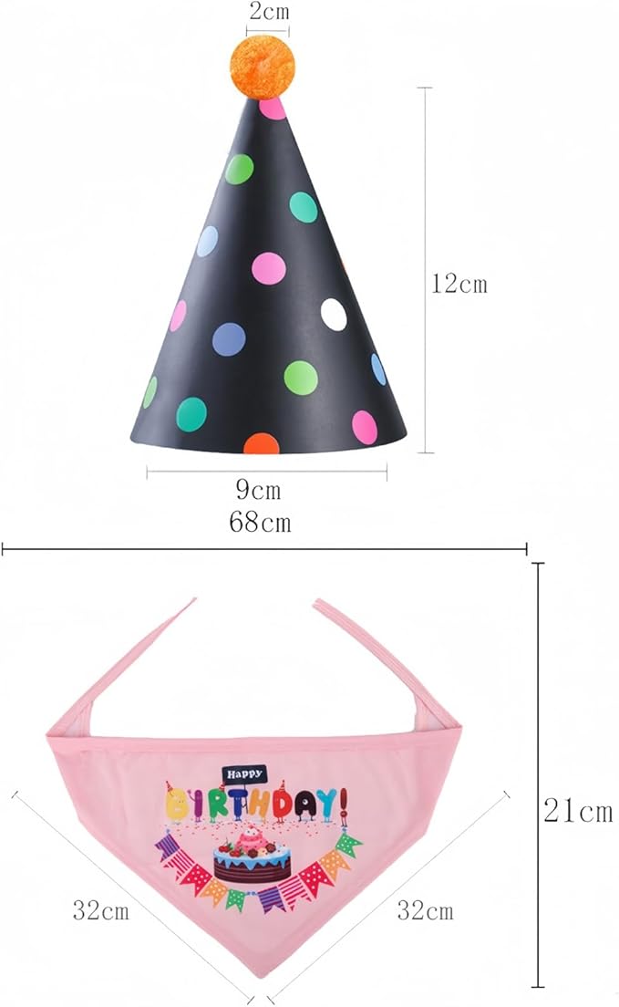 Pet Birthday Party Supplies Dog Birthday Bandana Hat Set Suitable for Small Medium Dogs Cats Dress up Accessories