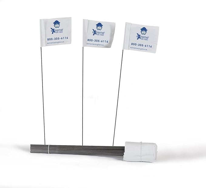 Dog Fence Wire Setup Kit - 1000 Feet of 14 Gauge Wire, 100 Training Flags, 200 Staples and 2 Pro Grade Splice Kits for 1 Acre - Compatible with All Electric Dog Fence Brands and Models