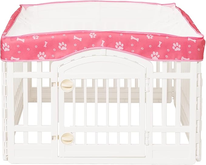Dog Playpen Mesh Top Cover for 36" Inch Pet Playpen with 4 Panels,[ Note: Playpen Not Included] Dog Crate Cover Pet Tent Puppy Play Pen Cover, Ideal for Indoor/Outdoor Use. (Pink)