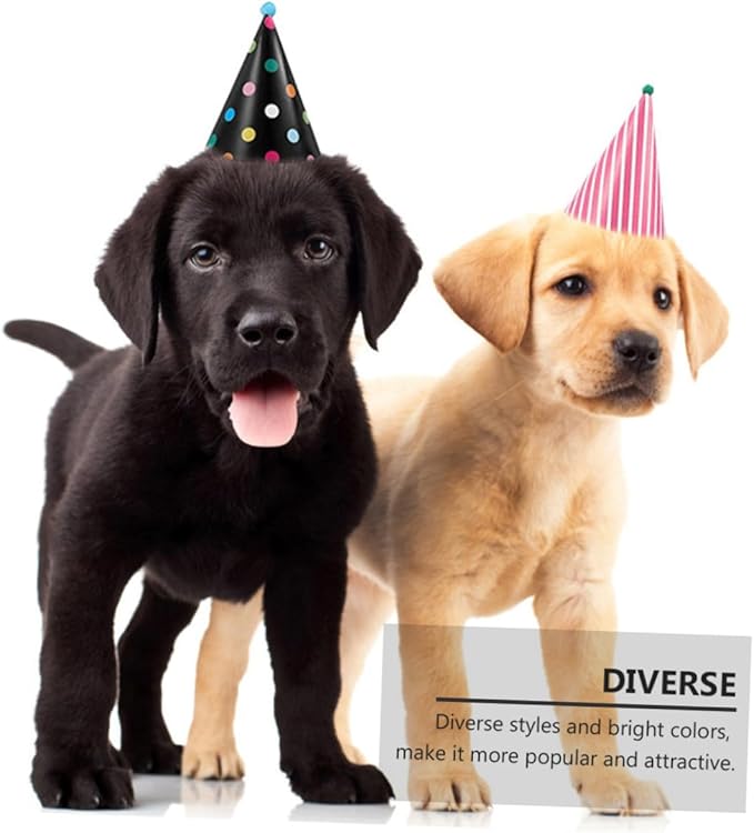 VILLCASE Dog Birthday Bandana and Hat Set 9 Assorted Pet Birthday Caps with 1 Decorative Party Supplies and Puppies Random Color