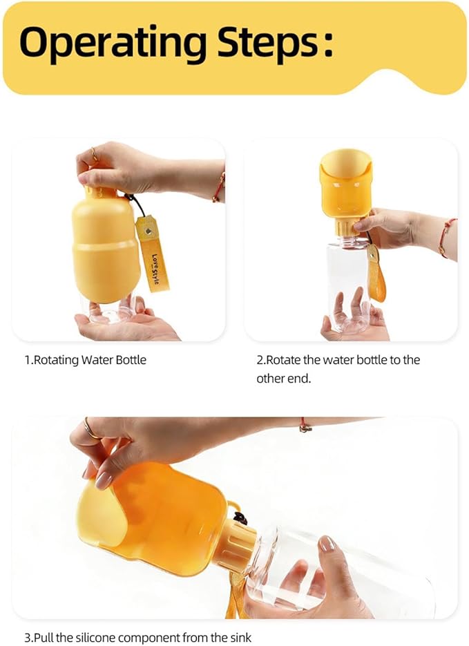Pet Water Bottle - Leak Proof Cute Printed,Cat Water Bottle Camping Supplies | for Puppy Kitten Small Medium Large Breed Camping Hiking Walking Climbing Picnic Play