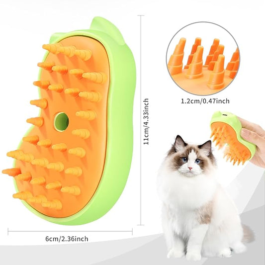 Steam Cat Brush Pet Brush: 3in1 Steam Pet Brush - Rechargeable Silicone Steam Brush - Comb for Removing Tangled And Loose Hair