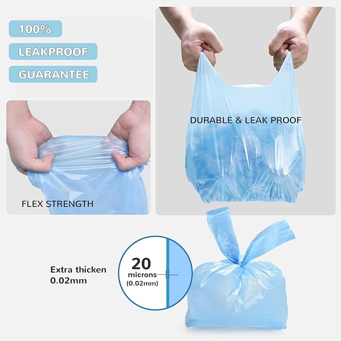 120 Count 15 Liters Cat Litter Bags and 65 Count Drawstring Cat Litter Bags for Most Auto Self-Cleaning Litter Box, Extra Thick Pet Litter Drawer Liners Replacement