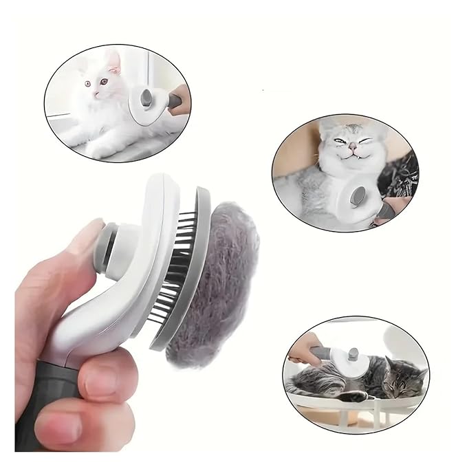 One Click Press Pet Hair Removal Cleaning Brush Pet Comb Cat And Dog Hair Specialized Pet Supplies Remove Floating(Gray)
