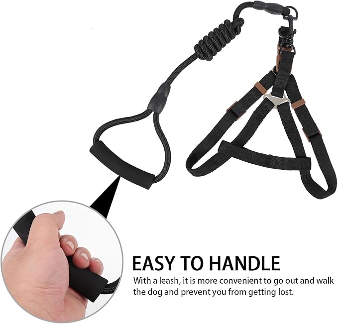 Dog Harness Leash Set with Adjustable Vest and 1.0x120cm Round Rope Leash, Reflective Pet Walking Supplies for Small to Medium Dogs Outdoor Use