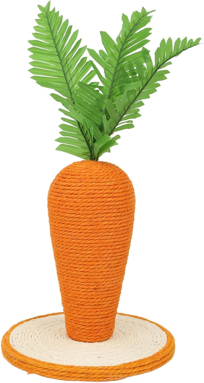 Restokki Cat Scratching Post Carrot Sisal Vertical Carrot Cat Climbing Frame for Indoor Cats Kitty Training Climbing