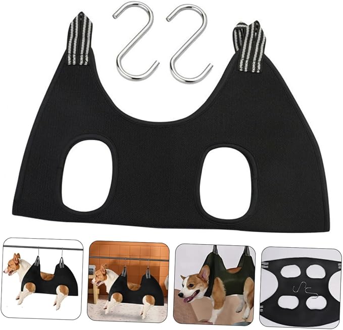 BESPORTBLE 1 Set Pet Nail Trimming Hammock for Dogs Cats Professional Grooming Harness Ergonomic Design Easy to Install Sturdy and Practical for Safe Nail Care Black