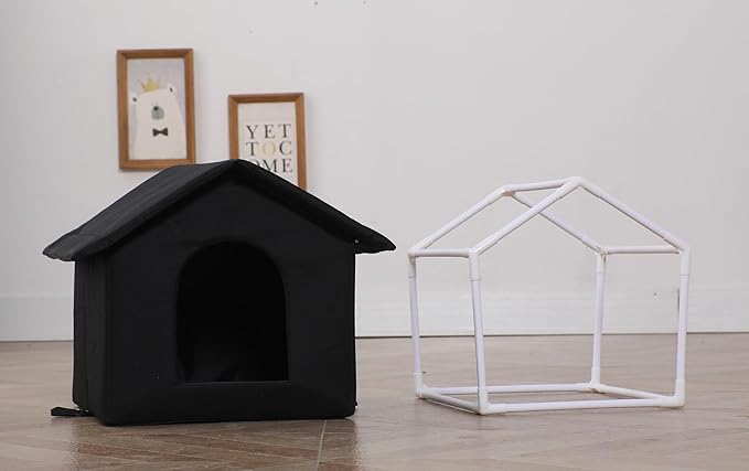 Outdoor Cat House Cat House for Outdoor and Indoor Use - Waterproof Shelter for Cats, Dogs, and Feral Animals (Black cat House, Medium)