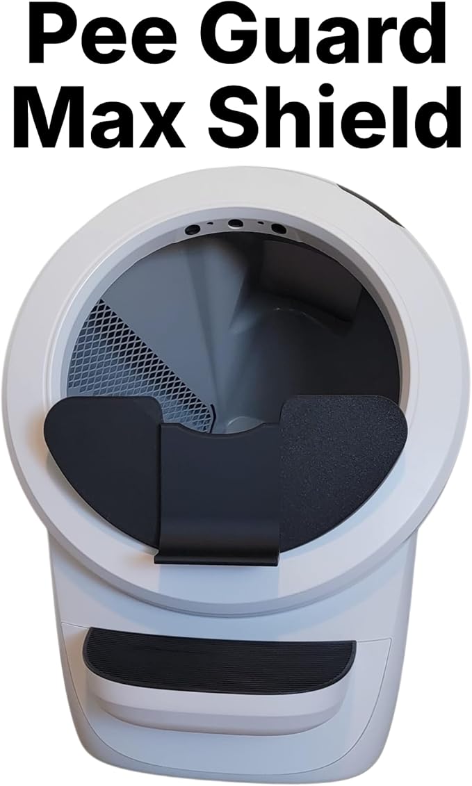 Pee Guard Max Shield Step for Litter-Robot 4 : Anti-Flicking, One-Piece Design (Black Pee Guard w/Leveler)