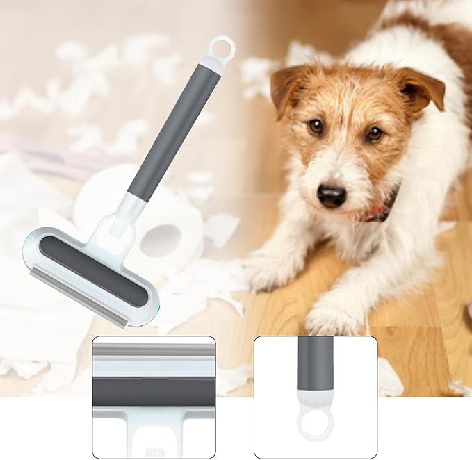 Pet Hair Removal Brush Glass with Cleaning Brush Multipurpose Shedding Tool Pet Grooming Tool for Doors Laundry Glass, Gray