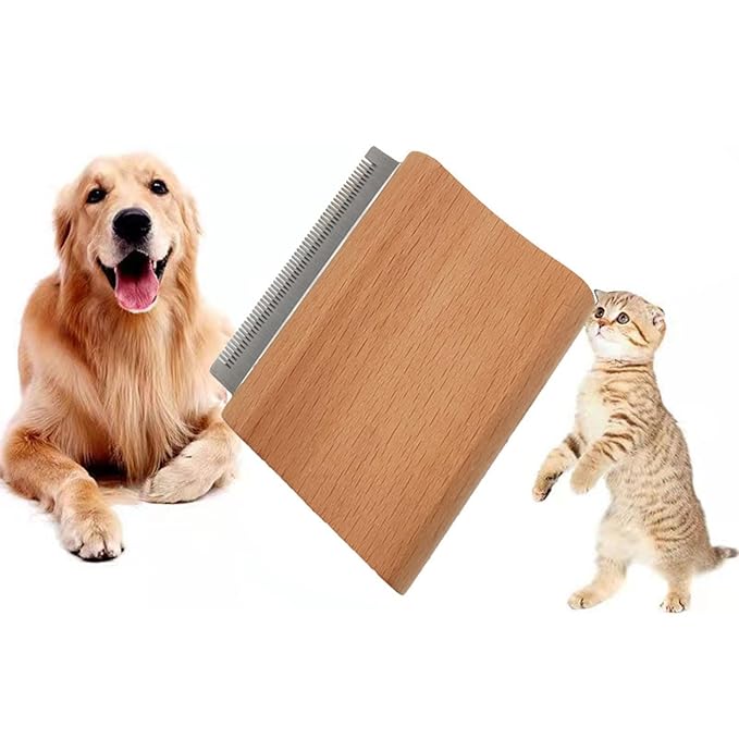Dog Brush for Shedding, Pet Hair Removal Tool, Cat Grooming Supplies, Wooden Handle Pet Shedding Comb Combs for Dogs, Cats & Horses (Small)