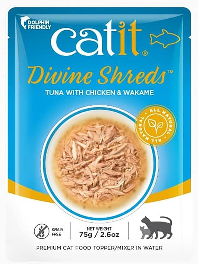 Catit Divine Shreds Premium Cat Food Topper, 12 Pack, Tuna