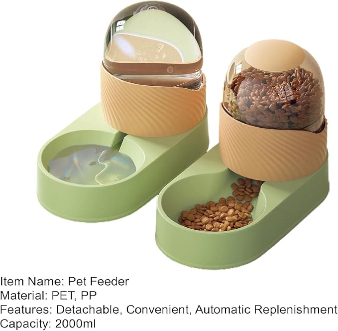 1 Set 2000ml Cat Food Feeder,Dry Wet Separation Large Capacity Durable Safe Anti Overturning,for Small or Medium Size Dogs Cats Pet Supplies Green Sets