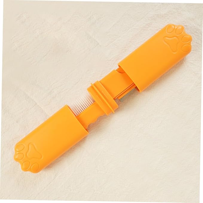 Cabilock Pet Comb for Cats and Dogs, Dematting Shedding Brush with Fine Teeth, Orange Plastic Grooming Hair Removal Tool for Small to Medium Pets