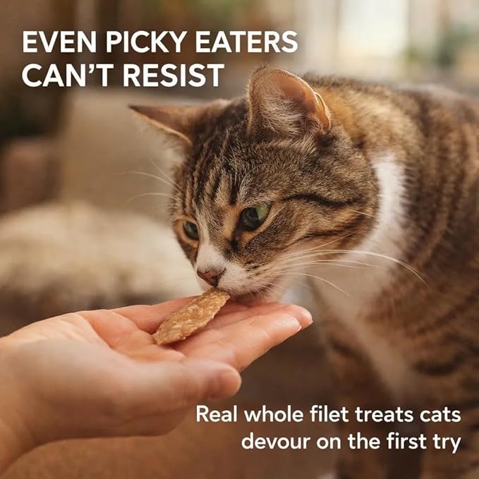 Cat Filet Treats Chicken 3 Pack - Real Chicken Breast High Protein Soft Cat Treats All Natural - Grain Free Healthy Cat Snacks Food Topper for Picky Eaters - 3oz (3x1oz)