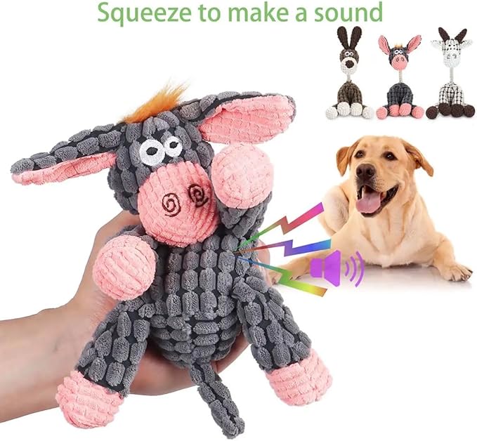Bark & Brush Plush Dog Toys (2-Pack) – Durable Squeaky Chew & Tug Toys with Reinforced Seams, Crinkle Texture & Built-in Squeakers – Tough Plush Toys for Medium Chewers, Small & Medium Dogs