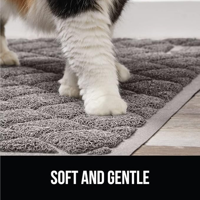 GORILLA GRIP Cat Litter Box Mat, 35x23, Water Resistant, US Designed Kitty Litter Trapping Mats, Easy to Clean, Scatter Control, Less Mess and Clean Floors, Kitten Supplies for Indoor Cats, Gray