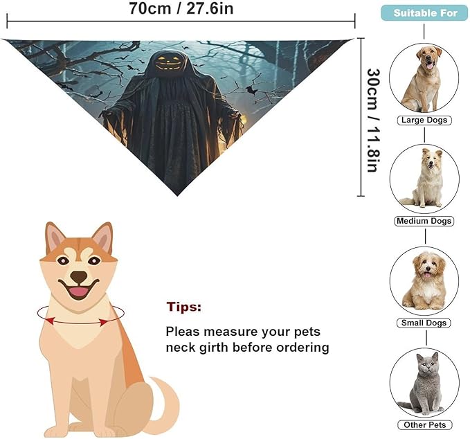 Dog Bandana Spring Pet Scarf Adjustable Triangle Ghosts Haunt The Night Printing Dog Bib Washable Polyester Puppy Bandana for Small Medium Large Dogs Cat Birthday Party Supplies