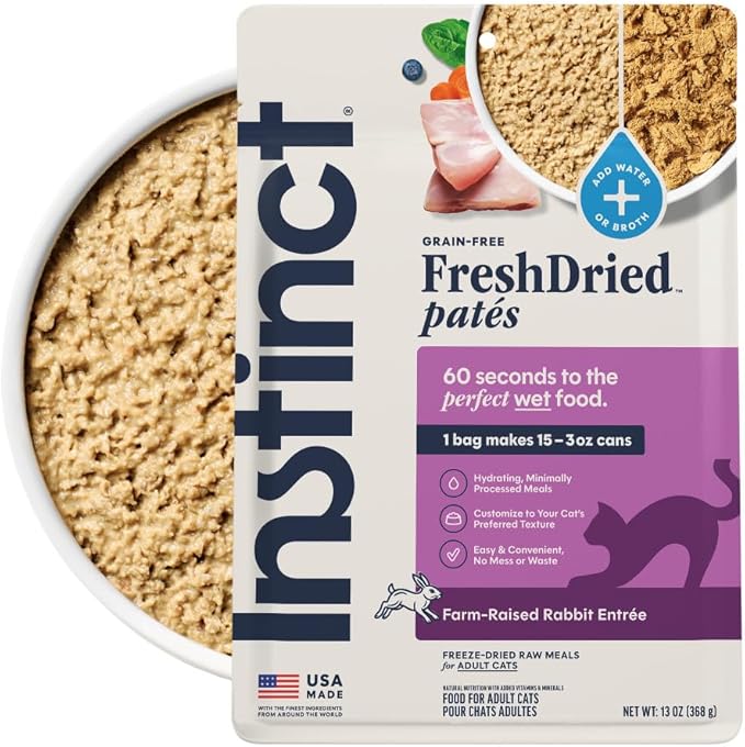 Instinct FreshDried Pates, Freeze Dried Cat Food, Grain Free - Rabbit Entrée, 13 oz. Bag