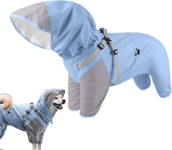 Raincoat Dogs Waterproof | Waterproof Poncho with Hood | Breathable Rain Jacket for Medium Dog - for Daily Walking Training Travel Shopping Camping Adventure