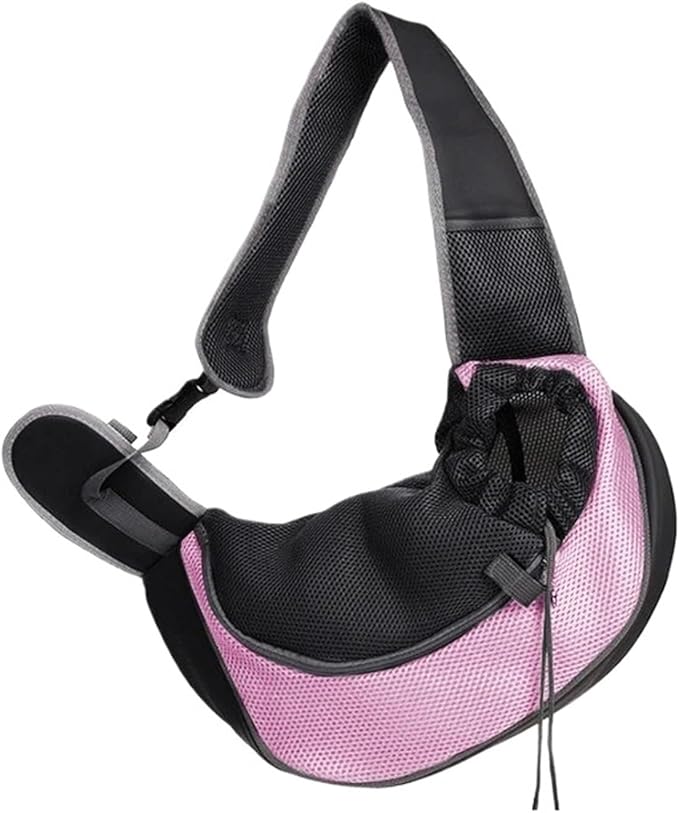 Compatible for Pet Backpack Travel Tote Shoulder Bags Mesh Sling Carry Pack Supplies Crossbody Bag(Pink)