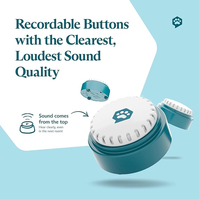 FluentPet Speak Up Dog Buttons for Communication, (6 Recordable Buttons) with Pre-Installed Batteries, Clearer Upward-Facing Sound, Training Buzzer for Dogs & Cats, Talking Pet Buttons for Training