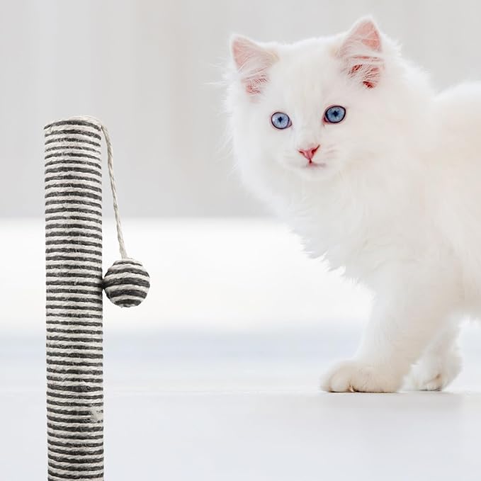 Alipis Cat Scratching Post with Sisal Rope Sturdy Scratcher Pole Hanging Ball Indoor Cat Activity Center