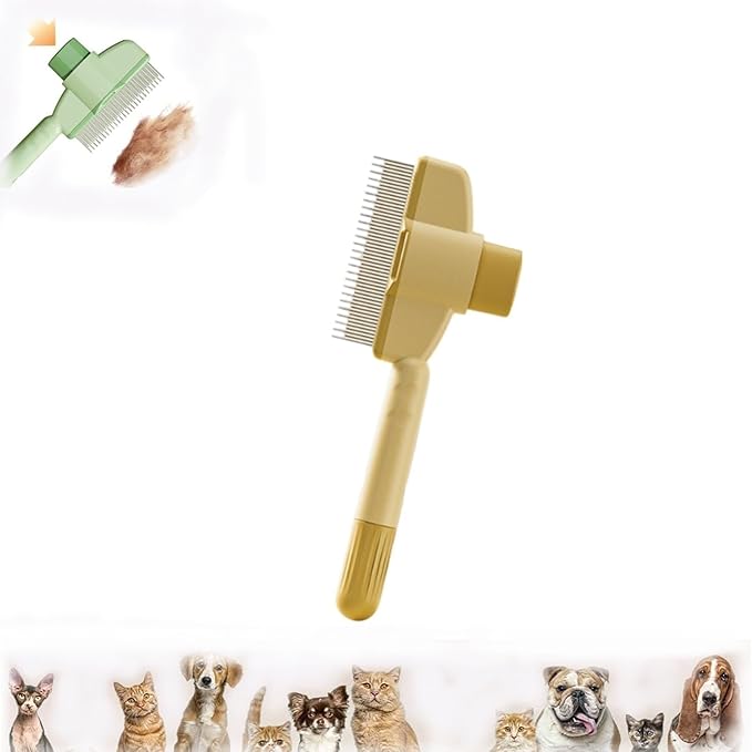 Zen Brush for Cats, Zenbrush Cat Comb, Cat Flea Comb, Upgrade Dog and Hair Removal with Release Button(Beige)