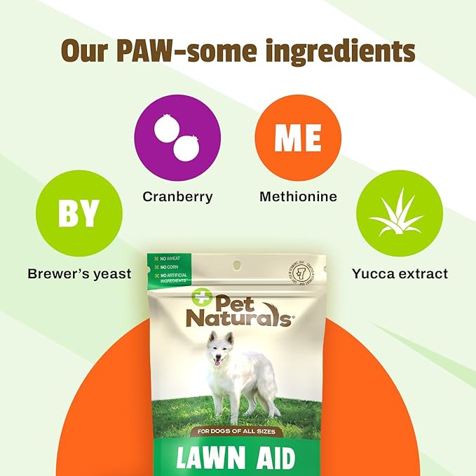 Pet Naturals Lawn Aid Dog Urine Neutralizer for Lawn - 60 Chicken-Flavored Chews - Healthy Dog Treats for PH Balance in Urine Maintain Green Grass and Support Bladder & Urinary Tract Healthâ€‹