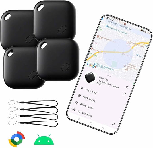 Bluetooth Tracker for Android, Item Finder Tag Works with Google Find My Device(Find Hub) App Key Finder/Luggage Tracker/Item Locator for Wallet,Backpack,Luggage-Black