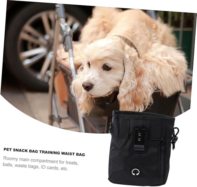 VALICLUD Dog Training Treat Pouch Portable Snack Holder Nylon Dog Food Storage Bag 13x6x18cm Black for Outdoor Use and Pet Supplies