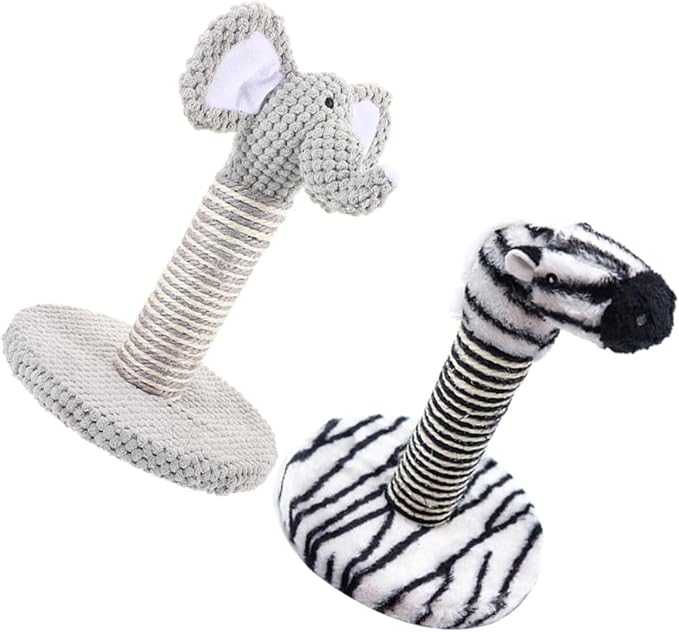 GLEAVI 2pcs Cat Scratching Posts with Animal Patterns Vertical Cat Climber and Comfortable Floor Scratching Pole and Kittens Small Size