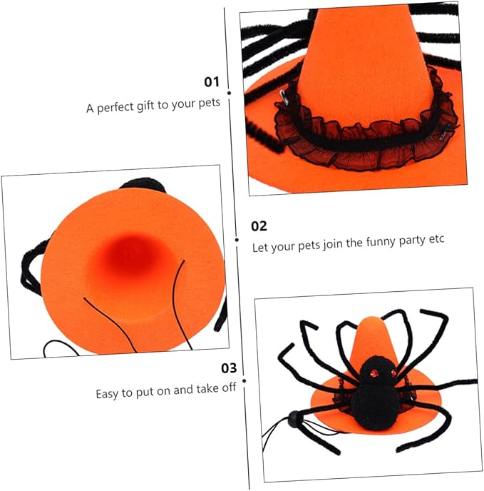 Pet Spider Hat Costume Pet Halloween Headwear Spider Web Design Adjustable Fit for Dogs Halloween Dress up Party Supplies