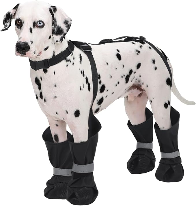 Dog Suspender Boots, Anti-Slip & Fall Waterproof Dog Shoes Leggings, Dog Paw Protector for Small Medium Dogs, Adjustable Dog Boots Pet Shoes for Outdoor Walking