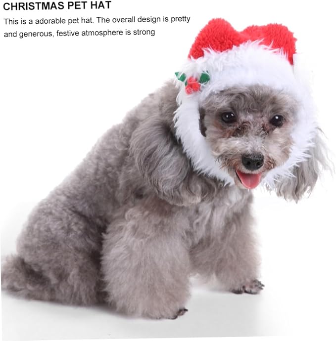 SHINEOFI Christmas Pet Headwear Ribbon Collar, Small Size Festive Dog Neck Accessory, Soft Fabric Christmas Pet Hat for Holiday Dress-up and Party Supplies