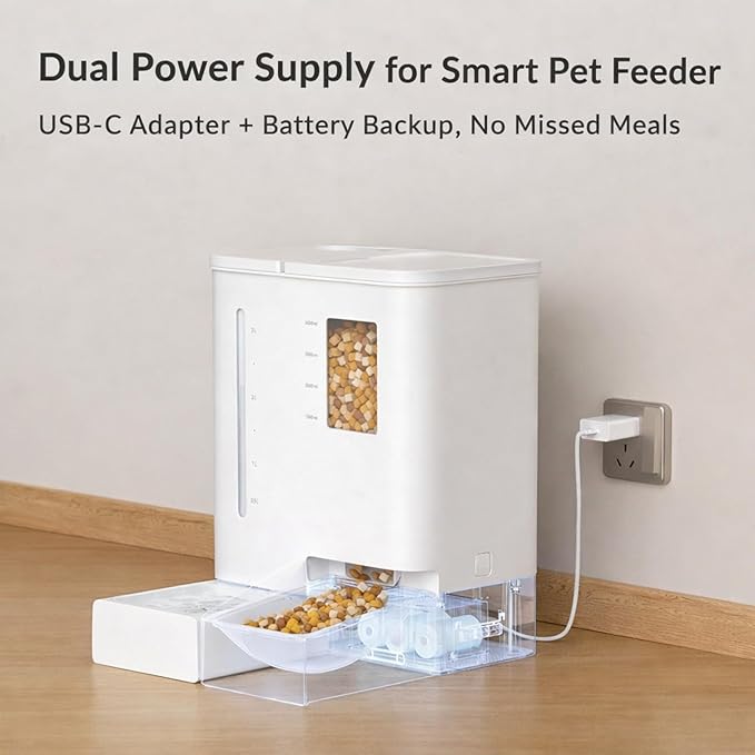 Waithem Wi-Fi Automatic Pet Feeder and Waterer for Cats&Dogs, 2-in-1 Set Large Capacity for 2 Weeks, Intuitive App Operation, 2 Way Power Supply, Detachable for Cleaning