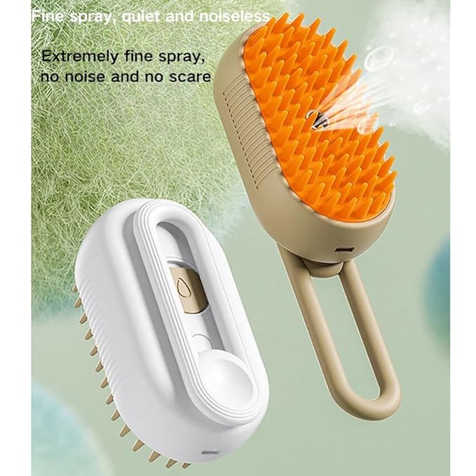 Cat Steam Brush,Rechargeable with Handle,Self-Cleaning Grooming Tool, for Cats and Dogs,3 In 1 Cat Steamy Brush, Multifunctional Hair Comb for Removing Tangled and Loose Hair (White)