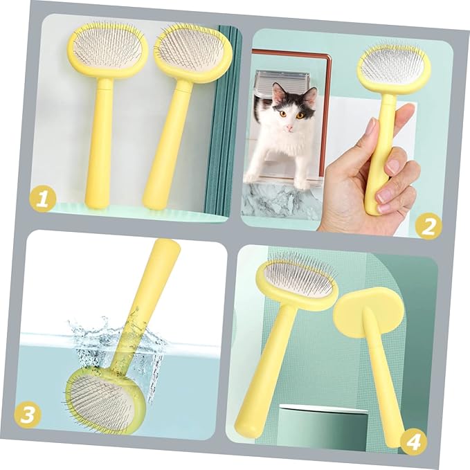 VANZACK Cat Hair Cleaning Comb Comfortable Grip Plastic Grooming Brush for Cats Massage Effect Comb for Pet Hair Removal Promotes for Cat Grooming and Bonding