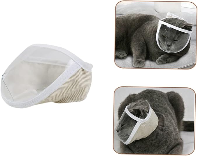 Kisangel Cat Muzzle Cover Breathable Biting Cat Head Protector Scratch Prevention Design Safe PET Mouth Cover for Grooming and Travel