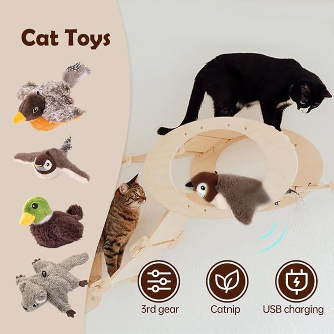 AIIONP Bird Cat Toy, 2026 New Flying Bird Cat Toy, Simulation Interactive Chirping Bird Cat Toys with Flapping Wings for Indoor Cats Kitten Toy (B)