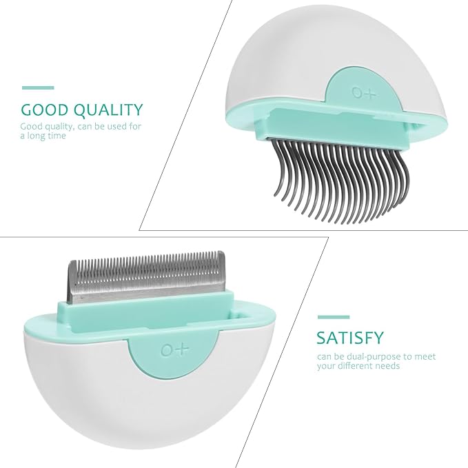 Cat Hair Removal Comb and Pet Grooming Brush 2-in-1 Shedding Tool Massage Function, Mint Green, Suitable for Cats, Pet Hair Cleaning and Deshedding