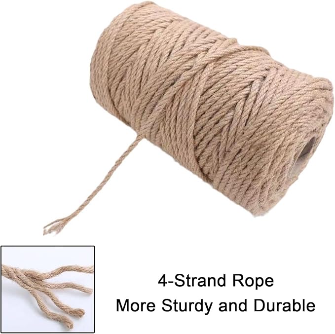 Natural Sisal Rope for Replacing and Repairing Cat Scratching Post Tree Tower, 1/4 inch (6mm) Diameter 328FT Sisal Rope for Replacement and Repairing or DIY Scratcher