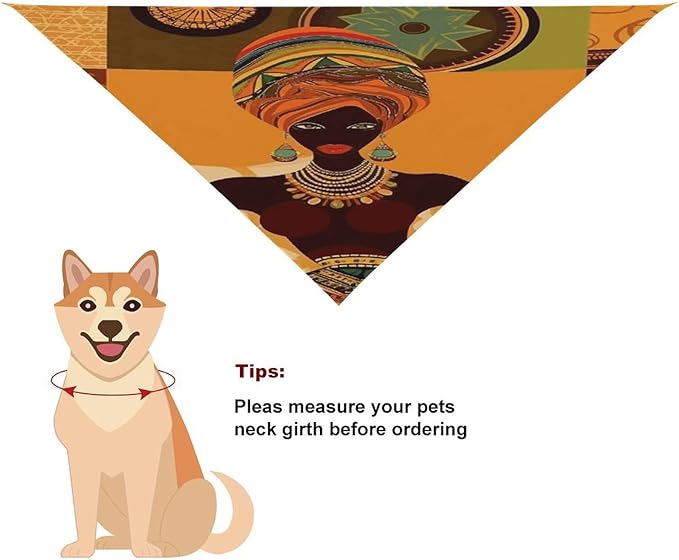Dog Bandana Spring Pet Scarf Adjustable Triangle African Woman Printing Dog Bib Washable Polyester Puppy Bandana for Small Medium Large Dogs Cat Birthday Party Supplies