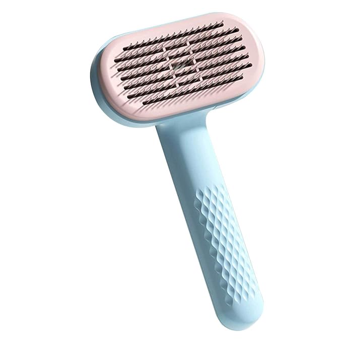 Self Cleaning Slicker Brush | Grooming Tool for Cats Dogs - Push Button Hair Remover, Detangling Undercoat Comb, Skin Massage Pins Reduce Shedding | for Veterinarians Owners Salon Use